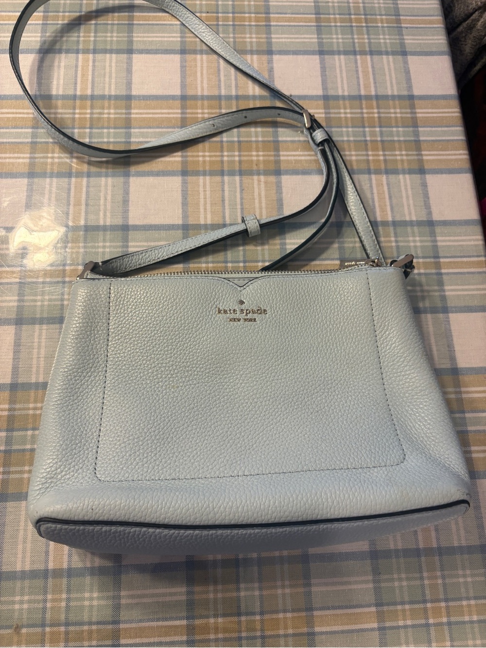 kate spade Light Blue Pebbled Leather Crossbody Bag